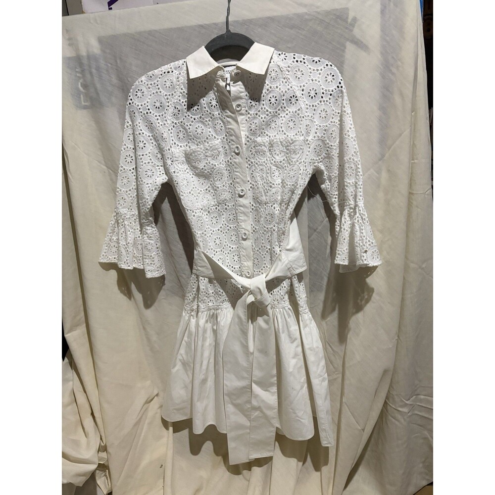 Derek Lam 10 Crosby White Eyelet Embroidered Dress Size 4 in Soft White EUC